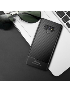 iPaky Carbon Fiber Flexibelt Cover TPU Väska till Samsung Galaxy Note 9 N960 - Svart
