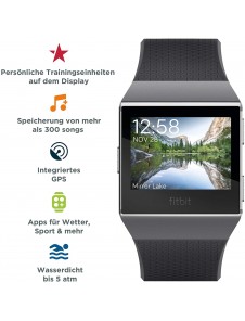 Ionic Fitbit Smartklocka med coachning, pulsmätare, GPS och musik - Grå