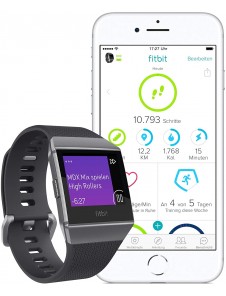 Ionic Fitbit Smartklocka med coachning, pulsmätare, GPS och musik - Grå
