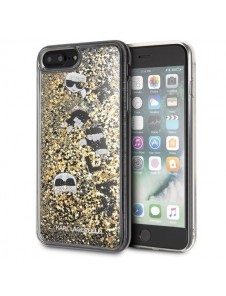 Karl Lagerfeld hårt fodral Liquid Glitter KLHCI8LROGO iPhone 7 Plus / 8 Plus - Guld Svart
