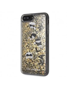 Karl Lagerfeld hårt fodral Liquid Glitter KLHCI8LROGO iPhone 7 Plus / 8 Plus - Guld Svart