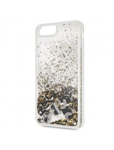 Karl Lagerfeld hårt fodral Liquid Glitter KLHCI8LROGO iPhone 7 Plus / 8 Plus - Guld Svart