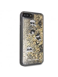 Karl Lagerfeld hårt fodral Liquid Glitter KLHCI8LROGO iPhone 7 Plus / 8 Plus - Guld Svart