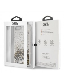 Karl Lagerfeld hårt fodral Liquid Glitter KLHCI8LROGO iPhone 7 Plus / 8 Plus - Guld Svart