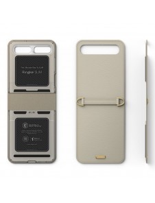 Ringke Folio Signature äkta läderfodral med lock och axelrem för Samsung Galaxy Z Flip - Grä(FOSG0004)