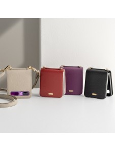 Ringke Folio Signature äkta läderfodral med lock och axelrem för Samsung Galaxy Z Flip - Grä(FOSG0004)