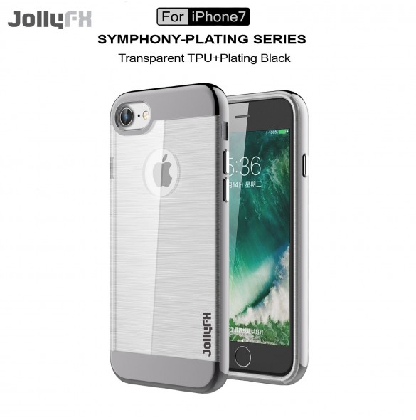 JollyFX TPU Väska Metal Design Dual Layer Armor Cover till iPhone 8, iPhone 7 - Svart