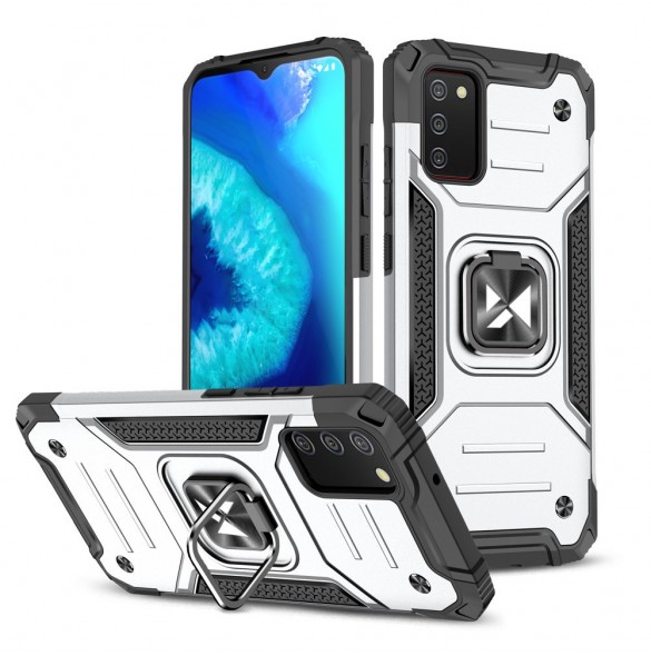 Wozinsky Ring Armor Case Kickstand Tough Robust skal till Samsung Galaxy A02s - Silver