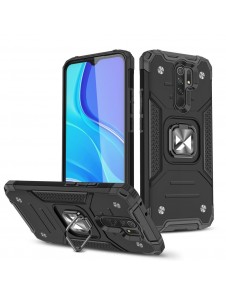 Wozinsky Ring Armor Case Kickstand Tough Robust Skal till Xiaomi Redmi 10X 4G / Xiaomi Redmi Note 9 - Svart