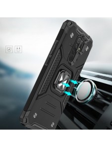 Wozinsky Ring Armor Case Kickstand Tough Robust Skal till Xiaomi Redmi 10X 4G / Xiaomi Redmi Note 9 - Blå