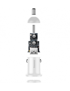 Baseus CCALLP -02 Grain Pro Billaddare Dual USB 4.8A - Vit