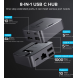 -funktion 3x USB3.0 + HDMI (4K * 30Hz) + LAN (Gigabit-nätverk) + USB-C (data USB3.0) + 2x USB-C (8K video + 10Gbps + 100W)