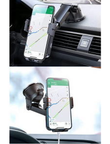 - släpp genom att trycka på en knapp eller efter att motorn stängts av
- fäste med sugkopp på glaset eller instrumentbrädan