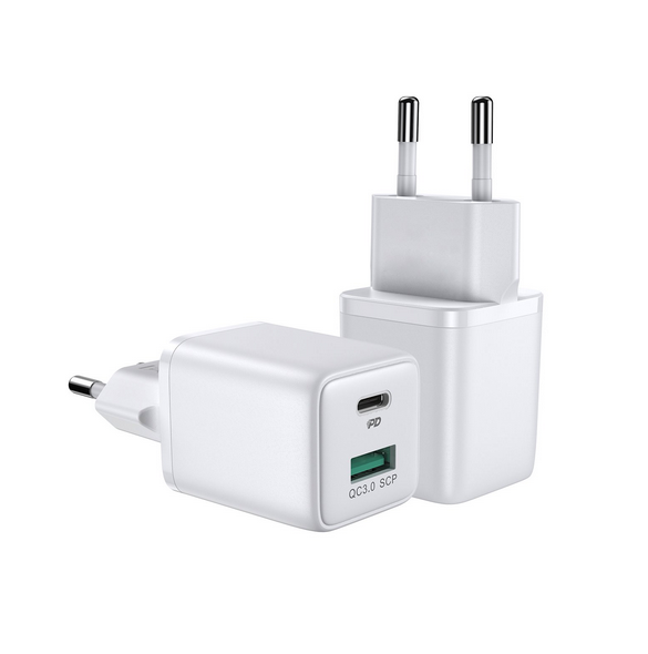 - ingång 100-240V 50 / 60Hz 0,8A
- USB-C-utgång 5V / 3A, 9V / 3A, 12V / 2.5A, 15V / 2A, 20V / 1.5A