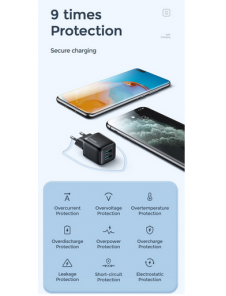 - USB 1 -utgång 5V / 2,4A
- USB2 -utgång 5V / 2,4A