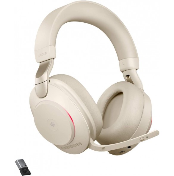Jabra Evolve2 85 Wireless PC Headset – Noise Cancelling Microsoft Teams Certified Stereo Headphones - Beige