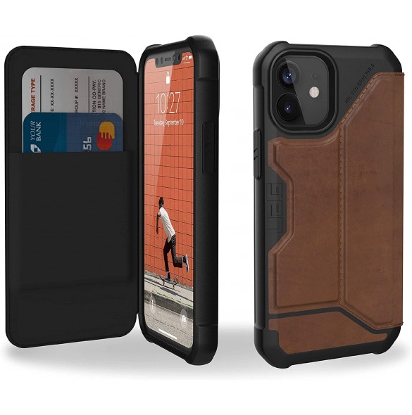 UAG iPhone 12 Mini, Metropolis Wallet Läder, Brun (112346118380)