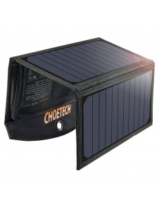 Choetech hopfällbar solladdare 19W 2x USB 2,4A - Svart (SC001)