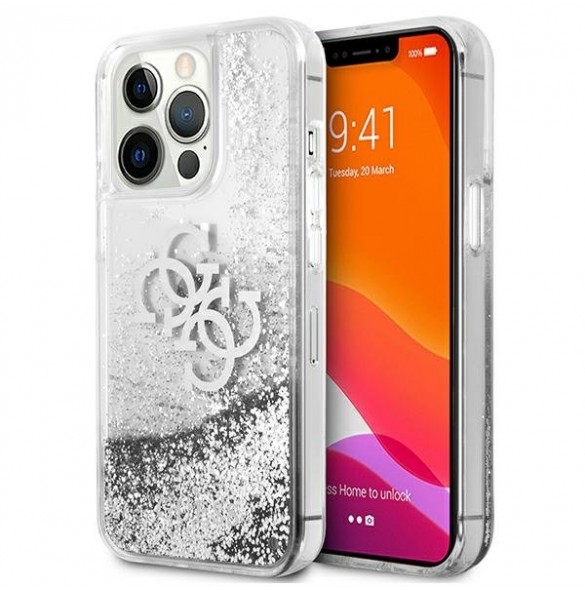 Guess GUHCP13XLG4GSI iPhone 13 Pro Max hårdfodral 4G Big Liquid Glitter - Silver
