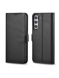 iCarer Haitang elegant skalfodral med flik och stativfunktion för Samsung Galaxy S22 - Svart - AKSM04BK