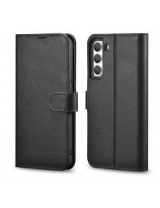iCarer Haitang elegant skalfodral med flik och stativfunktion för Samsung Galaxy S22 - Svart - AKSM04BK