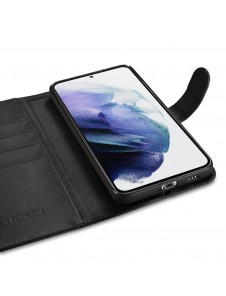 iCarer Haitang elegant skalfodral med flik och stativfunktion för Samsung Galaxy S22 - Svart - AKSM04BK