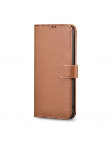 iCarer Haitang elegant skalfodral med flik och stativfunktion för Samsung Galaxy S22 - Brun - AKSM04BN