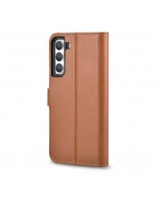 iCarer Haitang elegant skalfodral med flik och stativfunktion för Samsung Galaxy S22 - Brun - AKSM04BN