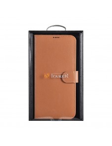 iCarer Haitang elegant skalfodral med flik och stativfunktion för Samsung Galaxy S22 - Brun - AKSM04BN
