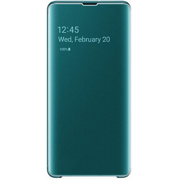 Samsung Clear View Stående Cover med Intelligent Display för Samsung Galaxy S10 Plus - Grön EF-ZG975CGE