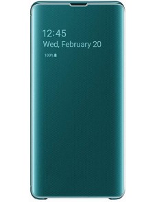 Samsung Clear View Stående Cover med Intelligent Display för Samsung Galaxy S10 Plus - Grön EF-ZG975CGE