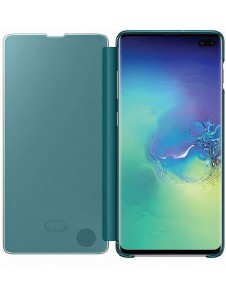 Samsung Clear View Stående Cover med Intelligent Display för Samsung Galaxy S10 Plus - Grön EF-ZG975CGE