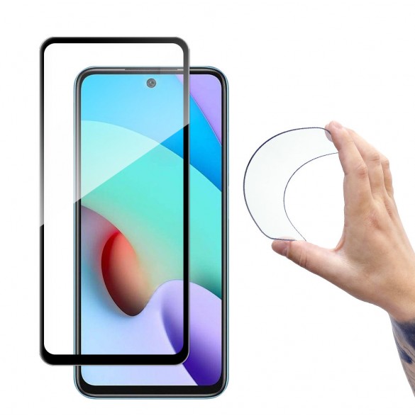 Wozinsky Full Cover Flexi Nano Glass Film Härdat glas med ram för Xiaomi Redmi 10 - Svart
