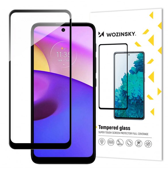 Wozinsky super hållbart hellim härdat glas helskärm med ram Fodral Friendly Motorola Moto E40 - Svart