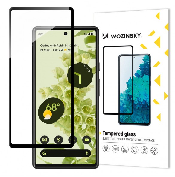 Wozinsky super hållbart hellim härdat glas helskärm med ram Fodral Friendly Google Pixel 6 - Svart