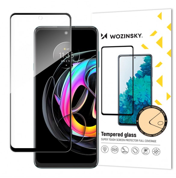 Wozinsky supertuff hellim härdat glas helskärm med ramfodral vänlig Motorola Moto Edge 20 Lite - Svart