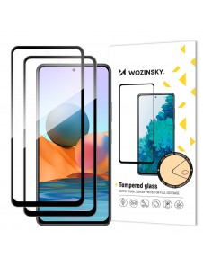 Wozinsky 2x härdat glas Hellim Super Tuff Skärmskydd Heltäckt med Ram Fodral Friendly för Xiaomi Redmi Note 10 Pro - Svart