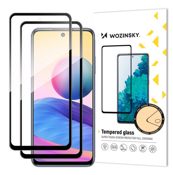 Wozinsky 2x härdat glas Hellim Super Tuff Skärmskydd Heltäckt med Ramfodral Friendly för Xiaomi Redmi Note 10 5G / Poco M3 Pro