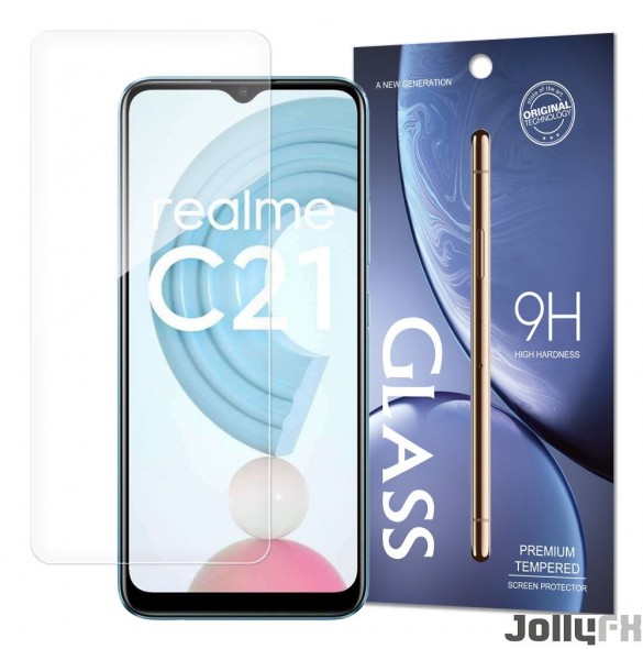 JollyFX Tempered Glass 9H skärmskydd för Realme C21 (förpackning – kuvert)