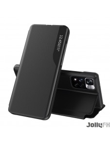 JollyFX Eco Leather View Case ett elegant fodral med flik och stativfunktion för Xiaomi Poco X4 NFC 5G - Svart