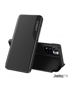 JollyFX Eco Leather View Case ett elegant fodral med flik och stativfunktion för Xiaomi Poco X4 NFC 5G - Svart