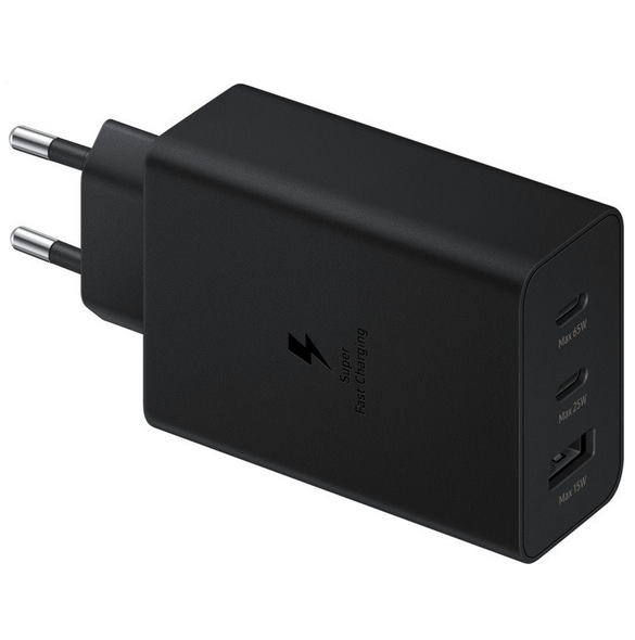 - total effekt 65 W
- 1 × USB-C (max. 65 W), 1 × USB-C (max. 25 W) och 1 × USB-A (max. 15 W) utgångar