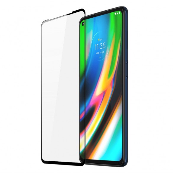 Dux Ducis 9D Tough Screen Protector i härdat glas täckt med ram för Motorola Moto G9 Plus - Svart (välvänlig)