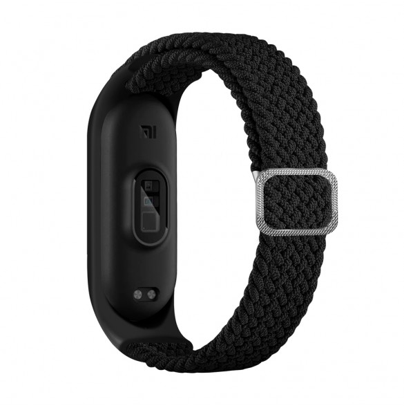 Strap Fabric Band For Xiaomi Mi Band 6/5/4/3 Braided Fabric Strap Bracelet - Svart