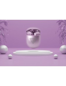 Guess True Wireless Triangle Logo BT5.2 4H Stereo Earphones Glossy Purple