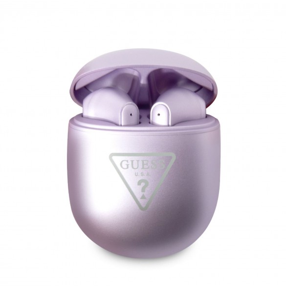 Guess True Wireless Triangle Logo BT5.2 4H Stereo Earphones Glossy Purple