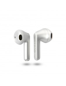Guess True Wireless Triangle Logo BT5.2 4H Stereo Earphones Glossy Silver