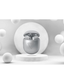 Guess True Wireless Triangle Logo BT5.2 4H Stereo Earphones Glossy Silver