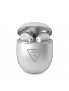 Guess True Wireless Triangle Logo BT5.2 4H Stereo Earphones Glossy Silver