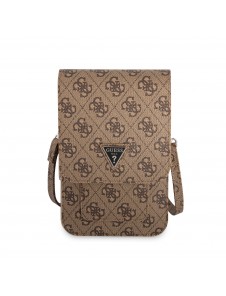 Guess PU 4G Triangle Logo Phone Bag Brown